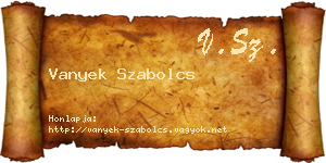 Vanyek Szabolcs névjegykártya